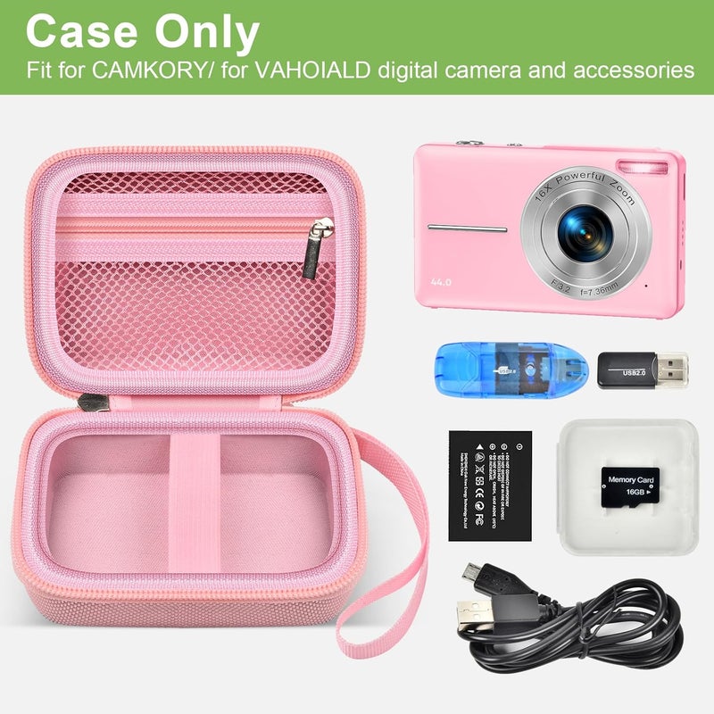 ALKOO Digital Camera Case Compatible with VAHOIALD FHD 1080P/ for CAMKORY Digital Point and Shoot/for KODAK PIXPRO FZ45-BK 16MP Vlogging/for IWEUKJLO/for Nsoela, Holder for SD Card More- Pink (Box Only) - Image 2